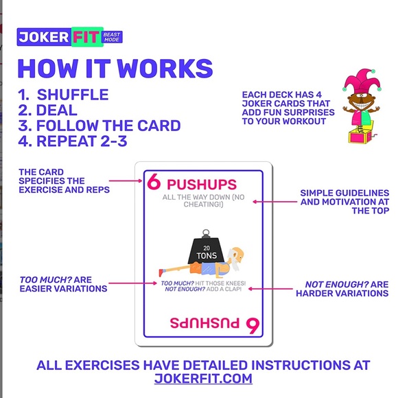 JOKER FIT Beast Mode Exercise Cards Full Body Strength Training Fitness Program - Picture 7 of 10